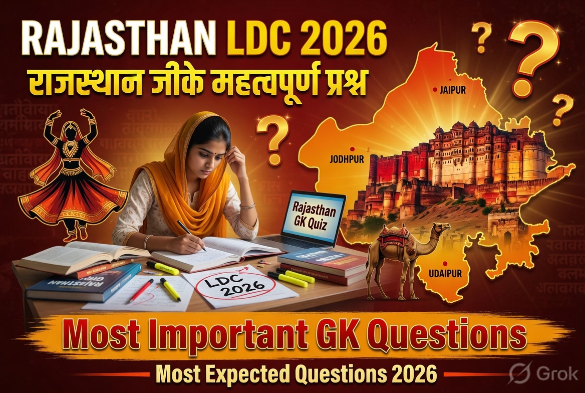 Rajasthan LDC Exam 2026 | Rajasthan GK Important Questions & Most Expected Questions 2026